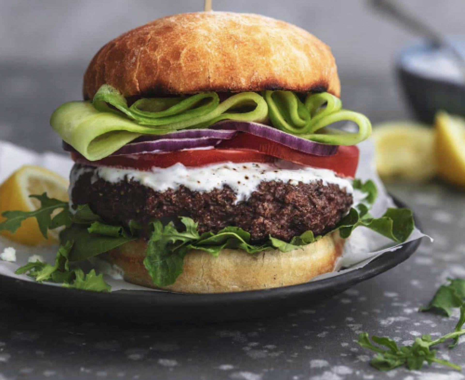 Greek Beef Burger With Tzatziki Sauce - Michaela's Meal Prep