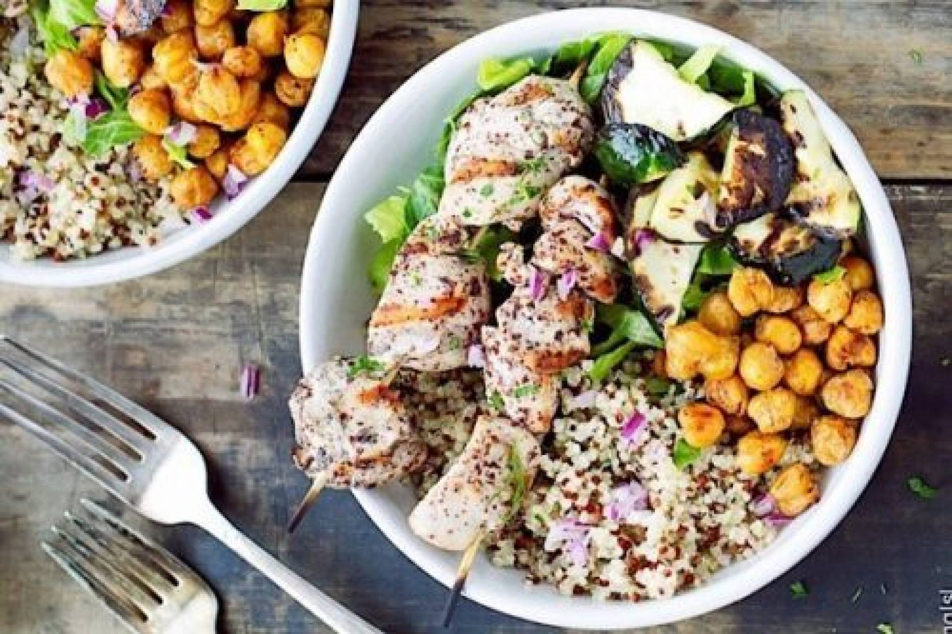 Roasted Chickpea, Chicken and Quinoa Bowl