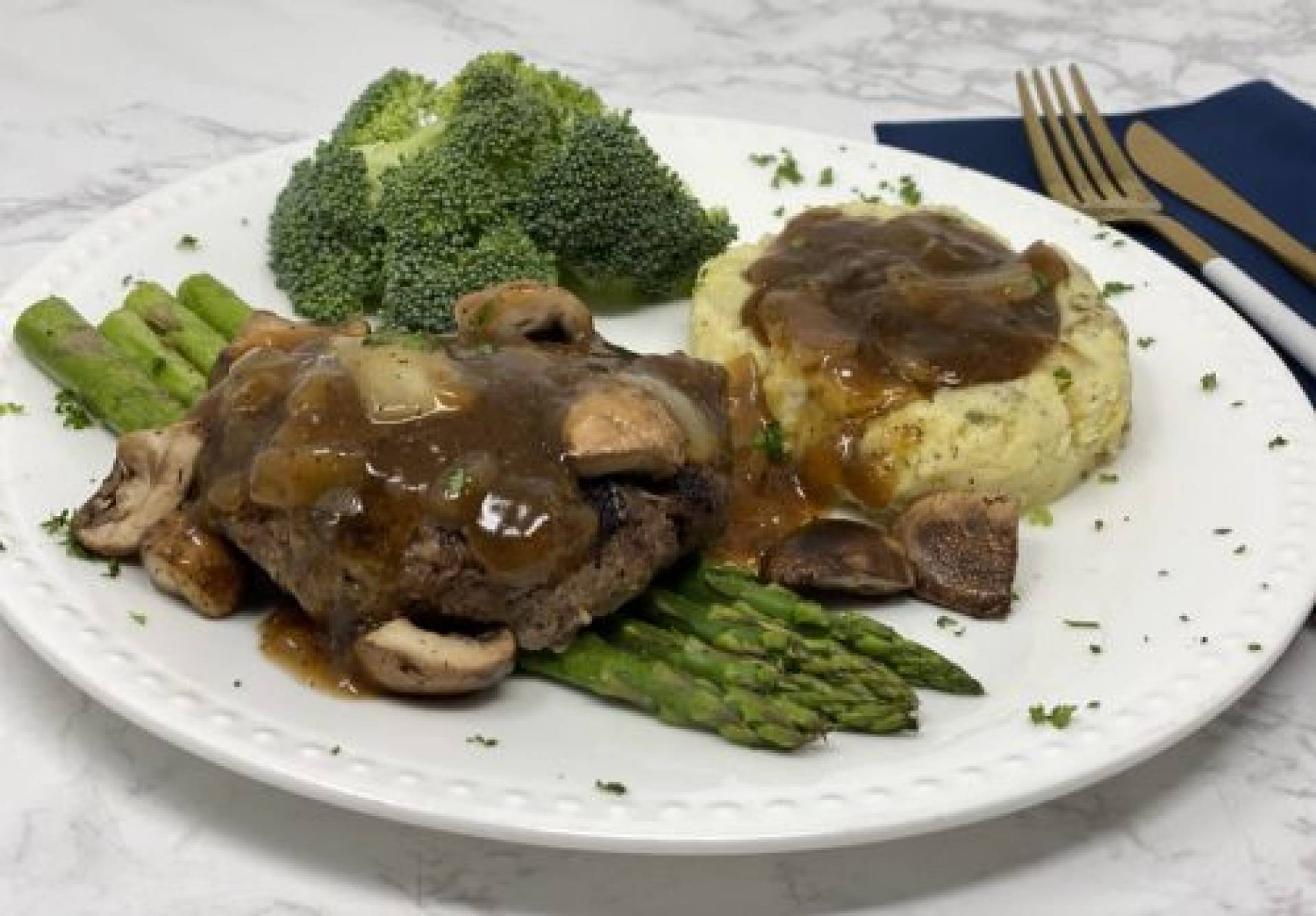 KETO Salisbury Steak in Mushroom Onion Gravy