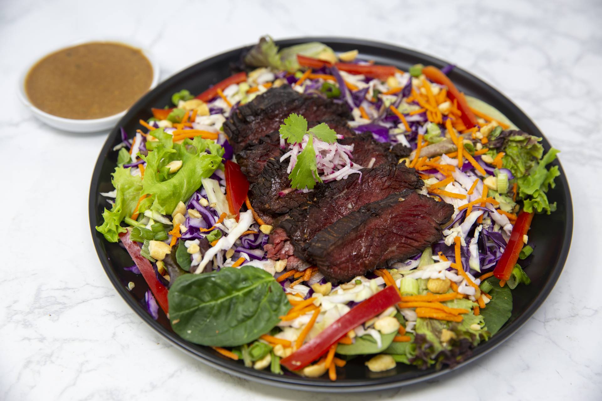 Teriyaki Steak Salad with Peanut Sauce