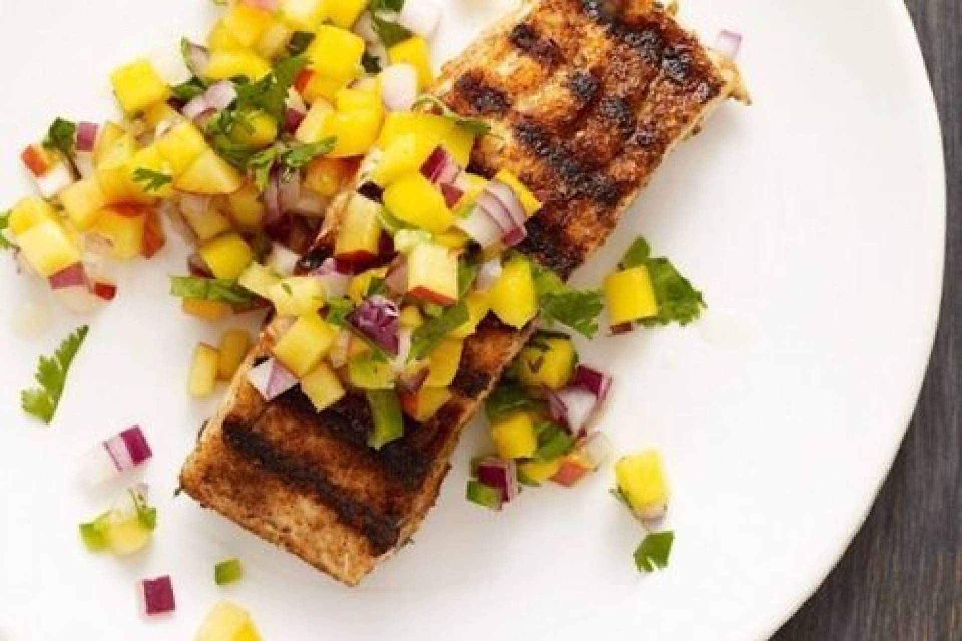 KETO Grilled Honey Lime Salmon With Cucumber Mango Salsa