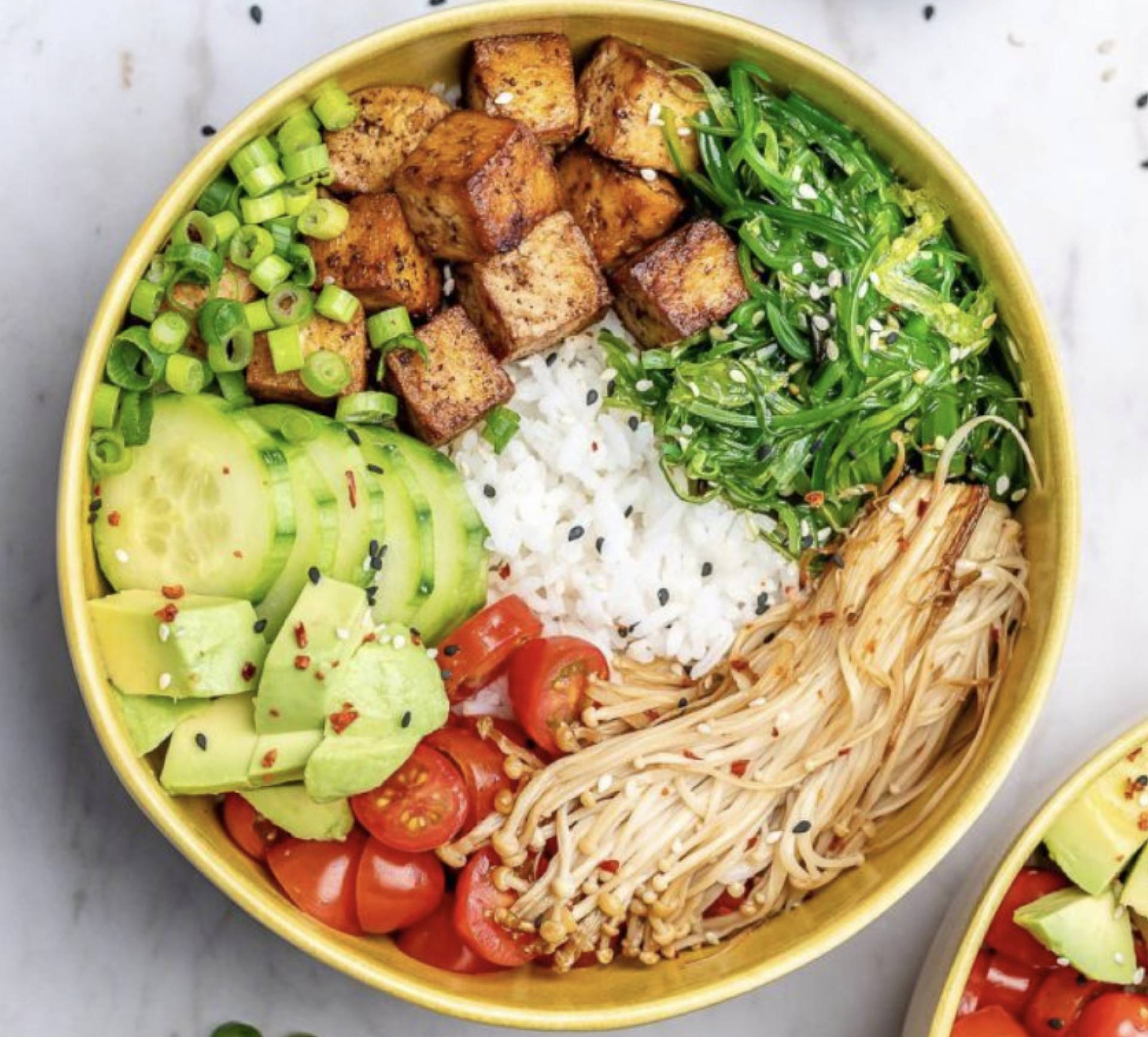 VEGETARIAN Sesame Seared Tofu Poke Bowl