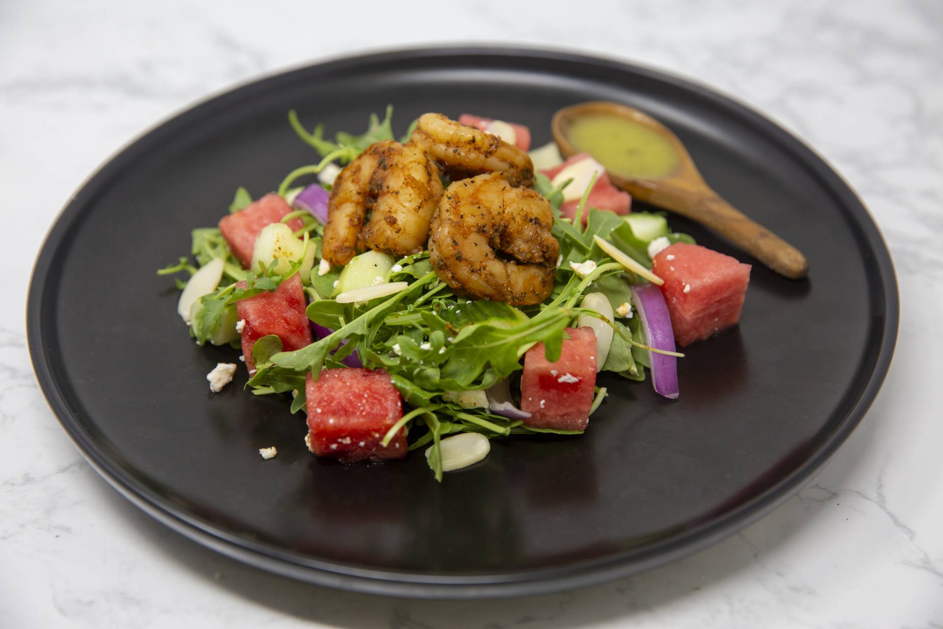 Watermelon Salad with Blackened Shrimp