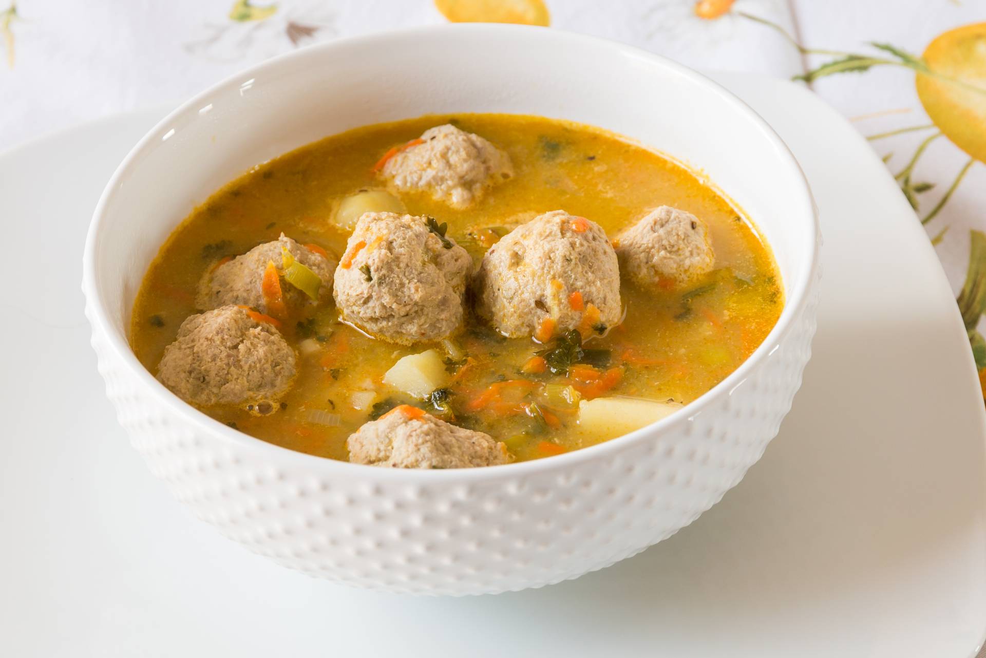 Mediterranean Turkey Meatball Soup