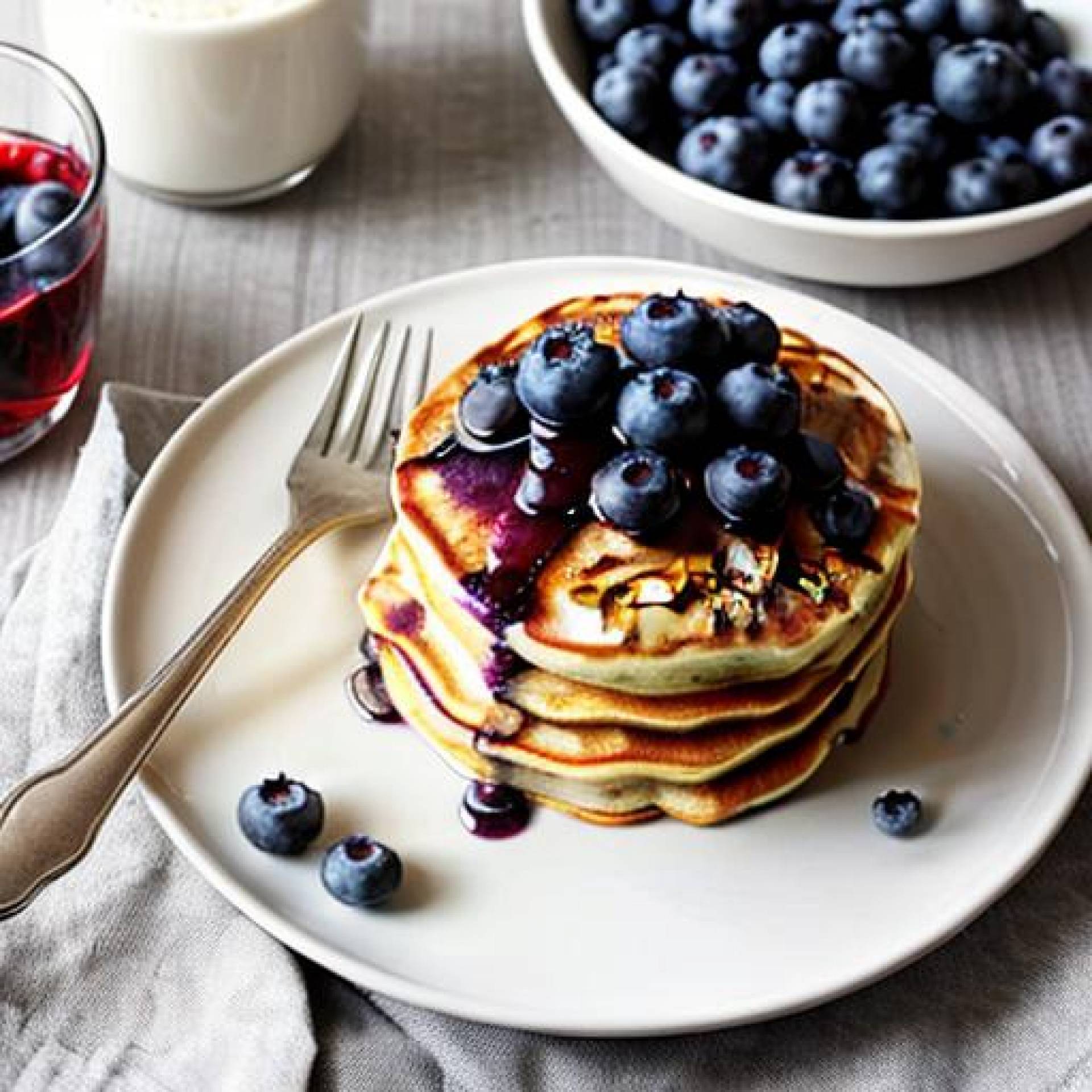 Blueberry Pancakes w/ Maple Syrup