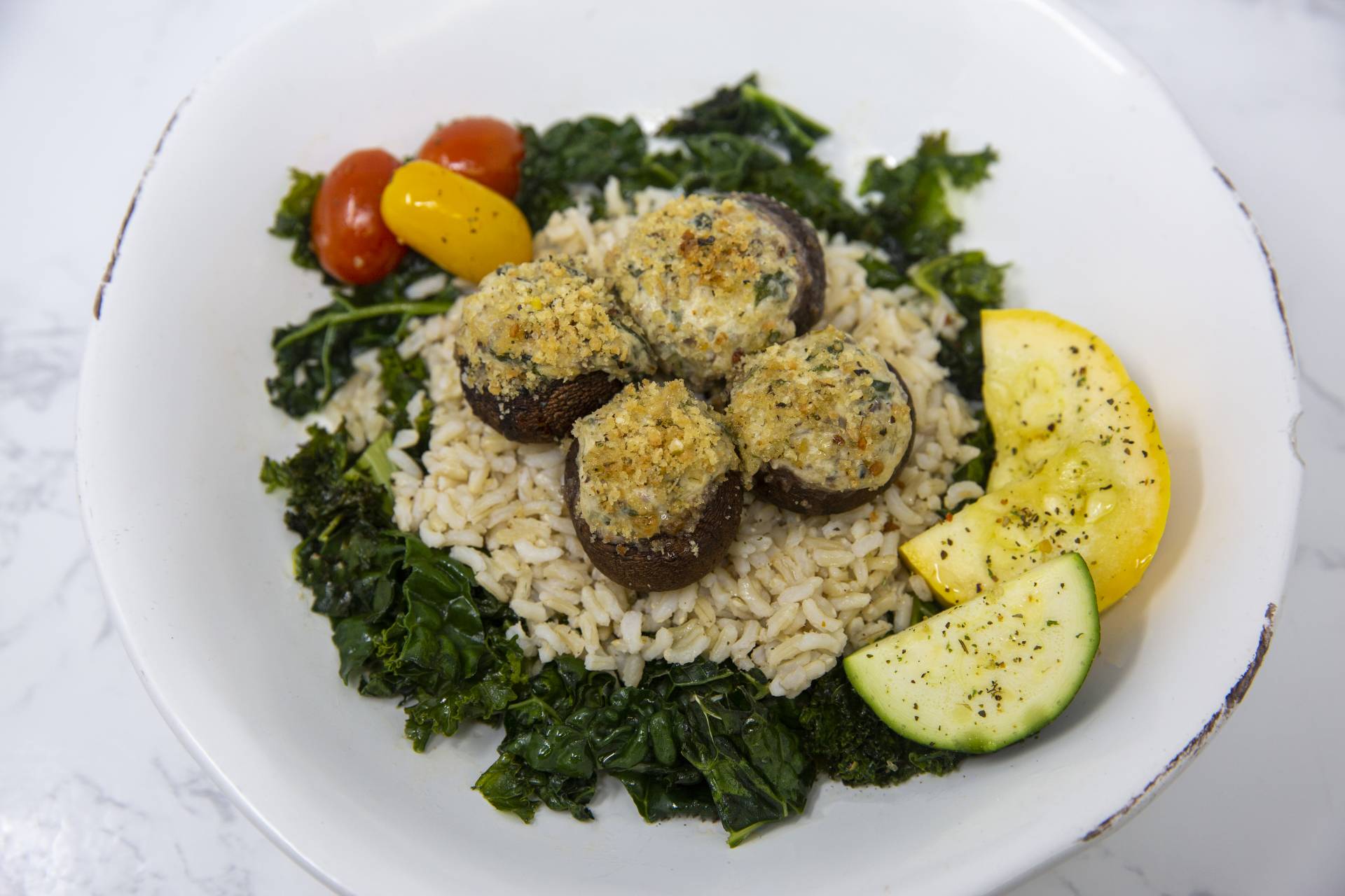 VEGETARIAN Spinach Artichoke Stuffed Mushrooms