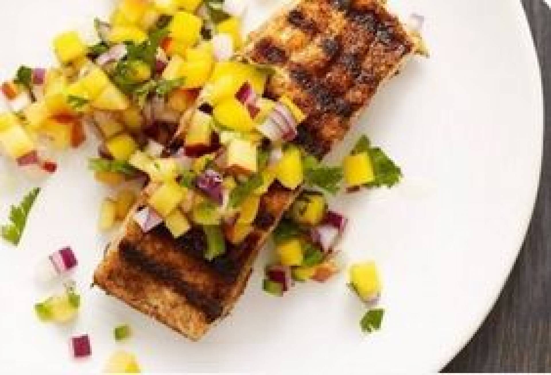 Honey Lime Grilled Salmon With Cucumber Mango Salsa